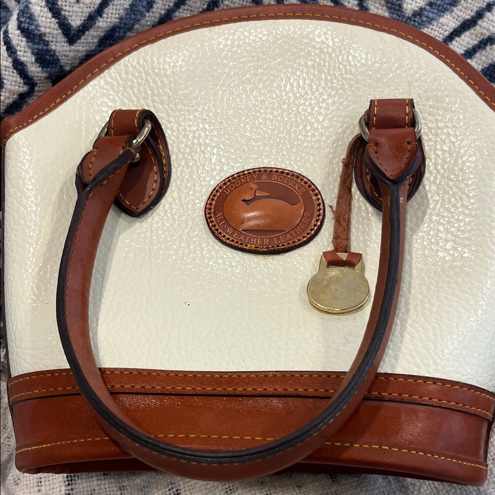 Dooney & Bourke Cream Leather Bag with Brown Accents